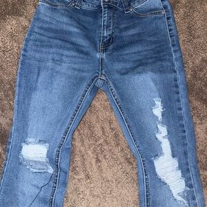 Refuge Dark Blue Distressed Skinny Jeans